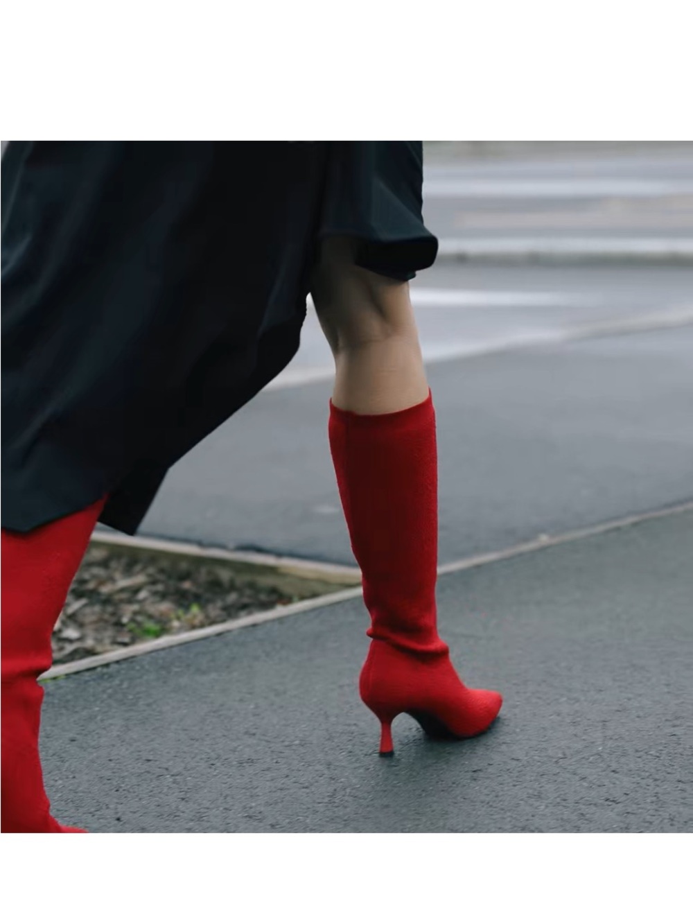 Vivaia Red Knee-High Sock Boots